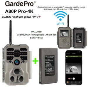 GardePro A80P Pro-4K (64MP) [Wi-Fi]* - BLACK FLASH + built-in viewer + Lithium battery
