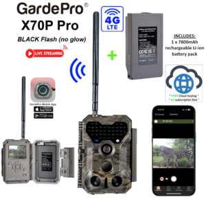 GardePro X70P Pro (48MP) [LIVE STREAM/CLOUD Only] - BLACK FLASH (Camo) + built-in viewer
