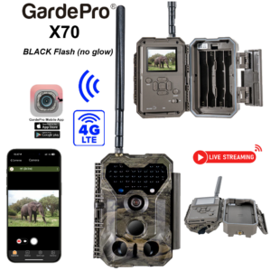 GardePro X70 (48MP) [LIVE STREAM/CLOUD Only] - BLACK FLASH (Camo) + built-in viewer